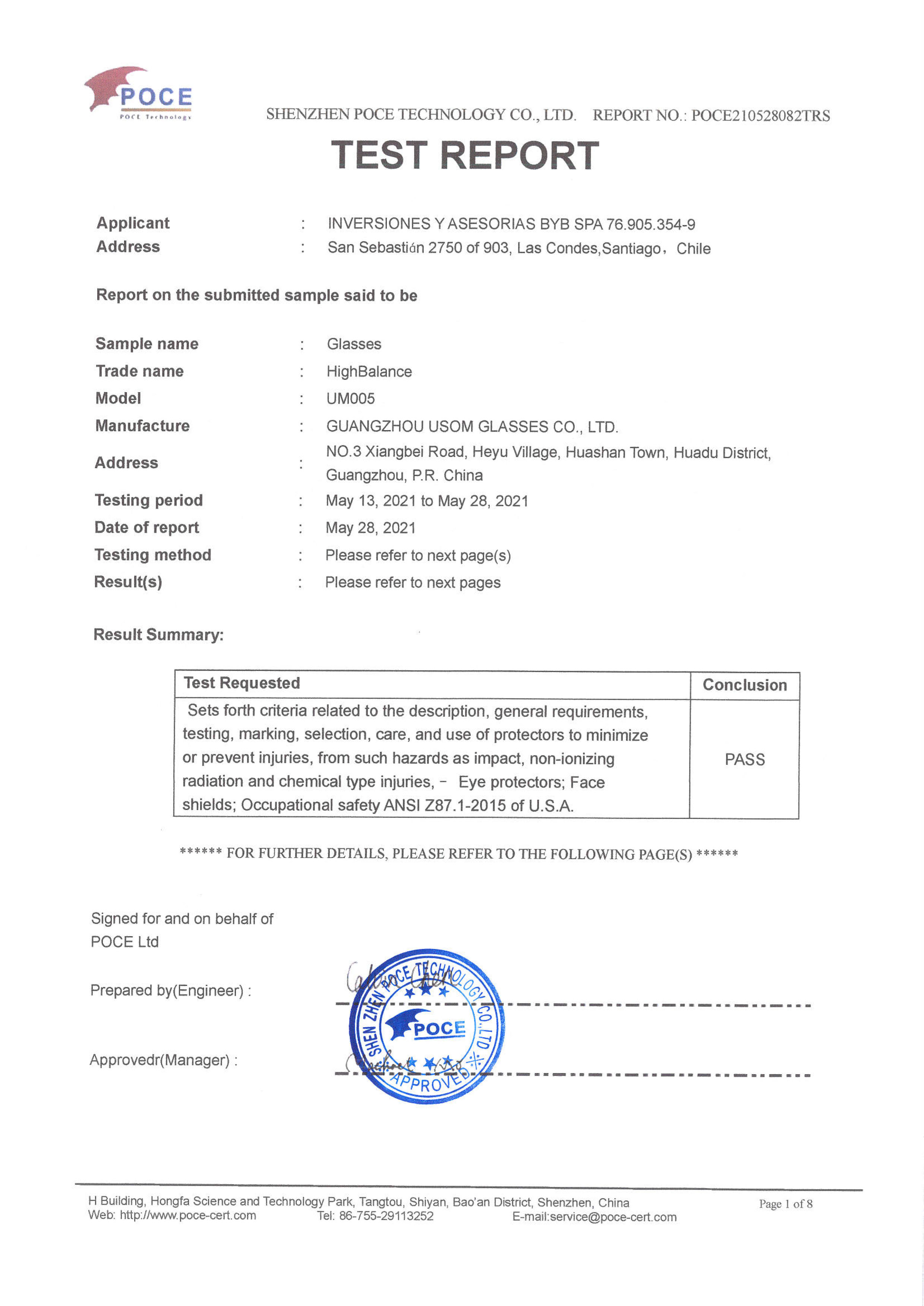 Microsoft Word - POCE210528082TRS 优尚 UM005  ANST Z87.1.doc